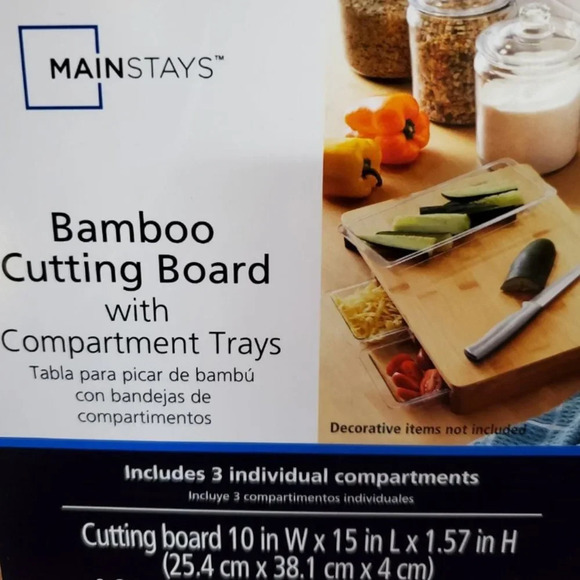 Bamboo Cutting Board with 3 compartment trays